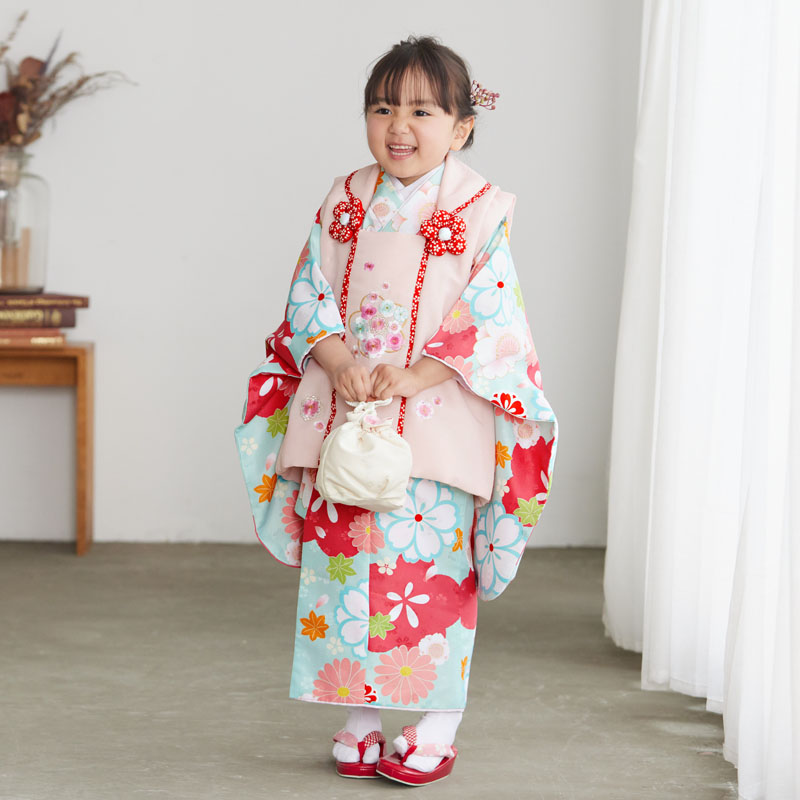 楽天市場】【レンタル】[七五三 着物 3歳 女の子] 三歳 「K100 水色桜
