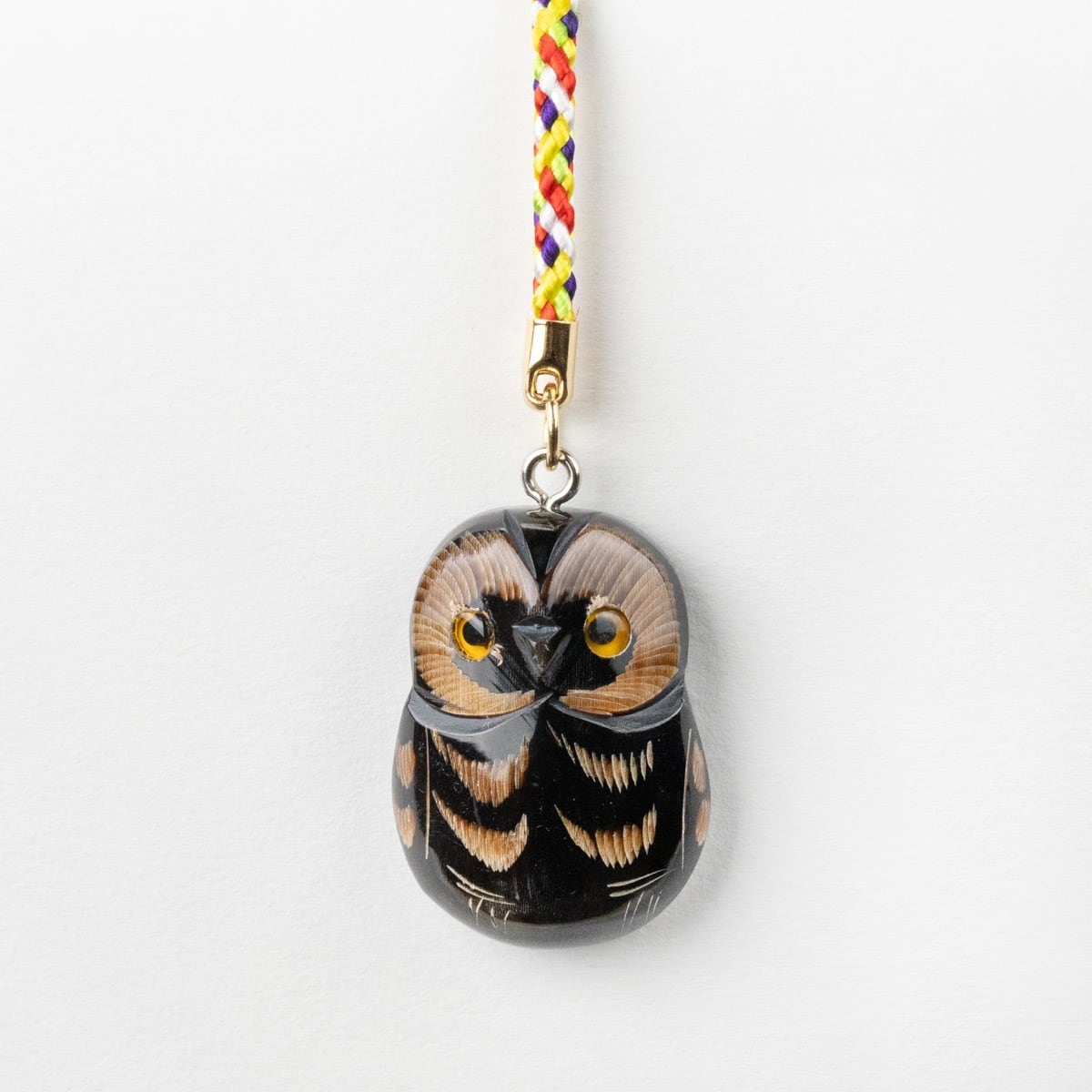 天然素材牙彫刻フクロウ根付け新品3.14x2.8cm＊＊＊ 天然素材牙彫刻