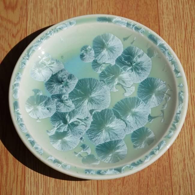 花結晶銘々皿 緑単品 - 京焼清水焼 松韻堂