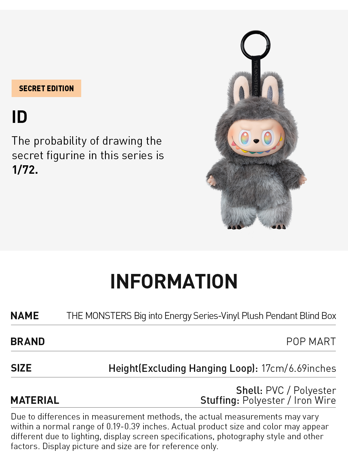 THE MONSTERS Big into Energy Series-Vinyl Plush Pendant Blind Box