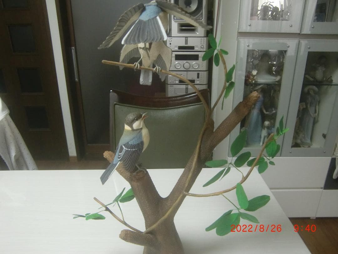シジュウカラ　 バードカービング　野鳥彫刻　木彫 美術品 　インテリアＮ40 シジュウガラ【木彫バードカービング】 | iichi 日々の暮らしを