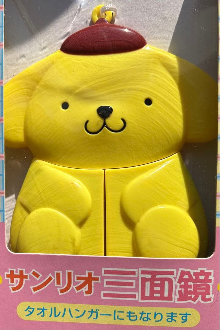 サンリオ３面鏡1999年　ポムポムプリン　タオルハンガー【平成レトロ　激レア】 サンリオ ポムポムプリン ハンドタオル(パフェ) ハンカチ Sanrio
